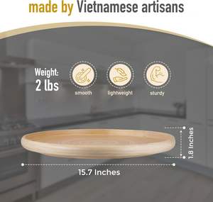Bandeja Redonda de Bambú, Bandeja Grande de Madera Hecha a Mano para Comida, Mesa de Centro Otomana, Cocina - Product Image 4
