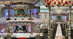 Conjunto de Mandap para Boda India de Estilo Abierto, Mandap de Fibra Elegante para Ceremonia de Boda, Mandap Dorado de Lujo para Ceremonia de Boda al Aire Libre, EE. UU. - Product Image 5