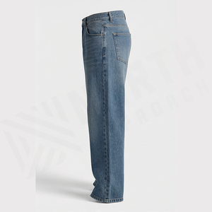 Jean en denim coupe droite taille haute pour homme, coupe régulière, en coton délavé, style décontracté automne - Product Image 3