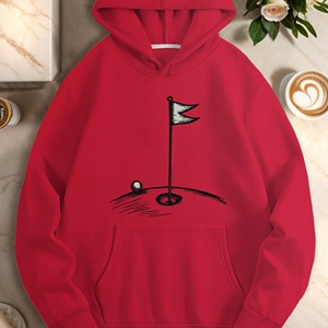 Sweat-shirt décontracté pour femme, thème golf minimaliste, avec imprimé drapeau et balle, 100% polyester tricoté, idéal pour l'automne - Product Image 4