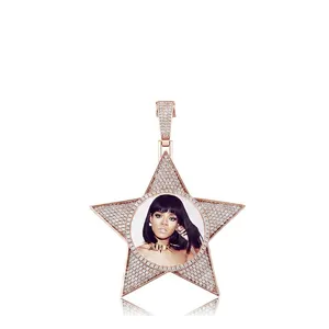 Colgante de Diamante Cultivado en Laboratorio con Foto de Estrella, Colgante Personalizado de Oro Estilo Hip Hop con Incrustaciones de Diamantes, Joyería de Lujo Hecha a Medida - Product Image 4