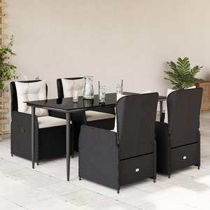 Ensemble de salle à manger de jardin en rotin noir 4 places, résistant aux intempéries, mobilier d'extérieur de style contemporain - Product Image 1