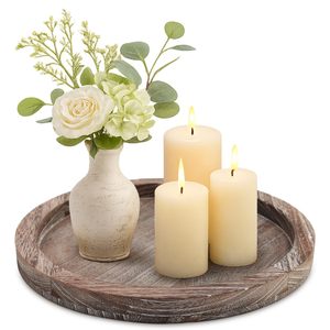 Plateaux décoratifs ronds en bois pour table basse, comptoir, style farmhouse, design haut de gamme, plateau décoratif disponible au prix le plus bas - Product Image 1