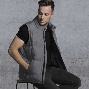 Chalecos Acolchados Grises Melange 100% Poliéster de Fábrica al por Mayor, Chaquetas con Cremallera OMMIZ, Chaquetas de Invierno Personalizadas de Alta Calidad para Hombre - Product Image 2