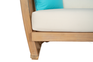 Ensemble de canapé-salon de patio en bois d'acacia moderne du fabricant vietnamien Mobilier d'extérieur avec coussins bleus pour cour - Product Image 6