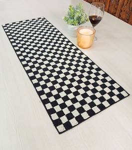 Chemin de table rectangulaire moderne en tissu à motif damier, antidérapant, noir et blanc, pour la décoration de la salle à manger à la maison - Product Image 3