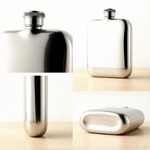 Gourde simple en métal argenté, idéale pour une utilisation en extérieur, pour le camping et les voyages, ou solution compacte et élégante pour transporter les boissons. - Product Image 2