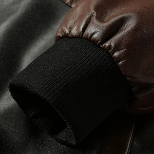 Chaqueta de Cuero para Hombre, Color Marrón y Negro, Estilo Motero, Cuello Camisero, Cierre de Cremallera, Abrigo de Moda para Otoño - Product Image 6