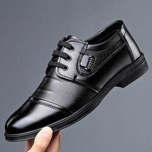 Business Formal Men's Leather Shoes Large Size Crocodile Pattern Slip-On Casual Men's Footwear Lace Up Round Toe Spliced Design - Product Image 1