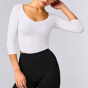 Camisetas de Gimnasio y Yoga de Manga 3/4 de Longitud Corta, Diseño con Cuello Profundo, Ropa Deportiva Ecológica sin Costuras, Venta al por Mayor - Product Image 6