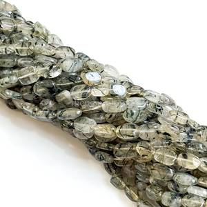 Natural Black Rutilated Quartz <b>Beads</b> Smooth Oval 7x10mm Black Rutile Gemstone <b>Beads</b> For Jewelry Making Crafts Wholesale Loose - Product Image 3