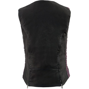 Samroz Sports Women's Black Lightweight Motorcycle Leather <b>Vest</b> w/Crinkled Leather Design - Product Image 2