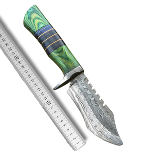 Cuchillo de Caza de Acero de Damasco de Grado Industrial A&M Enterprises, Hoja de 8 Pulgadas con Punta Caída, Mango de Madera, para Supervivencia y Uso en Exteriores - Product Image 5