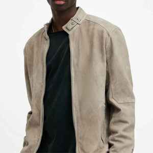 Blouson en daim premium pour homme, coupe ajustée, col montant, style motard décontracté, léger, zippé, manteau bomber, vêtement d'extérieur masculin 2026 - Product Image 2