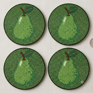 Seed Beads Beaded Embroidery Coaster Set Handmade <b>Table</b> Decor Handmade Seed Beads Embroidery Coaster Set For Dining <b>Table</b> - Product Image 6