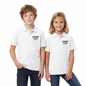 Kids White Cotton Polo Shirt <b>Short</b> <b>Sleeve</b> <b>Button</b> <b>Up</b> Collar Custom Printed Logo Regular Fit All Seasons Leisure Top - Product Image 1