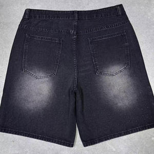 Shorts Bermuda en jean noir pour homme, taille mi-haute, fermeture boutonnée, motif à pois pailletés, style urbain, tissu tissé - Product Image 3