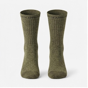 NORTH APPROACH Crew <b>Socks</b> Olive Green Cotton Breathable Hiking Outdoor Sports Adult Autumn Regular Fit Knitted <b>Socks</b> - Product Image 1