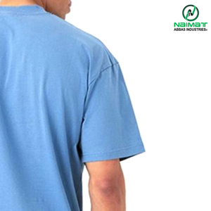 เสื้อยืดโอเวอร์ไซส์สีฟ้าอ่อนคุณภาพดีสำหรับผู้ชาย ทรงหลวม ไหล่ตก ผ้าหนา 300 กรัม ถักทอเป็นมิตรกับสิ่งแวดล้อม สวมใส่สบาย ผลิตจากผ้าฝ้าย 100% - Product Image 3