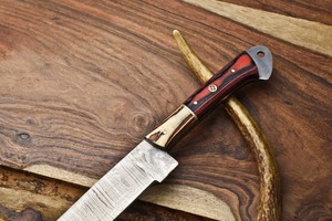 Cuchillo de Chef BA ENTERPRISES BA-037-C de Acero de Damasco Hecho a Mano, Hoja de Punta Caída con Borde Biselado Afilado, Mango de Otro Material, 13 Pulgadas de Longitud Total - Product Image 3