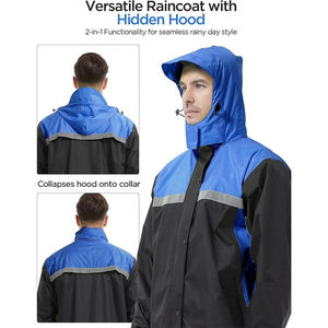 High Visibility Rain Suits for Men Reflective Safety Waterproof <b>Worker</b> <b>Jacket</b> & Pants Essential Safety Clothing - Product Image 4