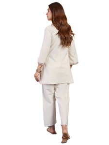 Conjunto de Pantalón y Blusa de Algodón Khadi Bordado Moderno para Mujer, Ropa Casual de Oficina y Fiesta de Verano, Calidad Premium, Protección Solar - Product Image 4