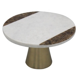 Home Decorative Item Hot Selling New Design 2025 High Quality Designer Metal Luxury Item <b>Marble</b> and Metal <b>Cake</b> <b>Stand</b> for Wedding - Product Image 1