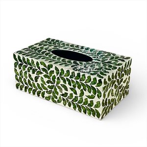 Boîte à mouchoirs rectangulaire en coquille de capiz vert - Product Image 2