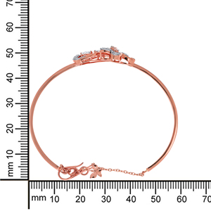 Elegant Rose Gold 18K <b>Bangle</b> <b>Bracelet</b> with Lab Grown Diamond Teardrop Gemstones Diamond Leaf Motifs Luxurious Pav Detailing - Product Image 5
