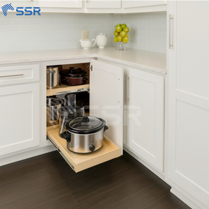 Meuble bas d'angle SSR style Shaker, gris laqué, pour cuisine modulaire, avec charnières et structure en panneaux de particules - Product Image 4