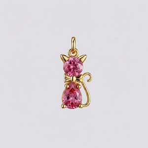 Colgante de Gato de Cuarzo Rosa Chapado en Oro, Encantador Amuleto de Gato con Piedra de Cuarzo Rosa Facetada, Joyería de Animales, Colgante para Collar, Regalo para Ella - Product Image 5