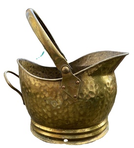 ACMI CB021 Seau à charbon en métal doré martelé pour barbecue Poignée portable pour l'intérieur et l'extérieur Rangement élégant Couleur personnalisable - Product Image 1