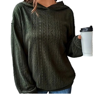 Sudadera con capucha extragrande para mujer 2026, de manga larga, informal, con aberturas laterales, de punto, para otoño/invierno, con gorro - Product Image 3