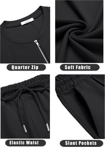 OEM Wholesale Custom Logo Breathable Solid Mens Zipper Style <b>Collar</b> <b>T</b>-<b>Shirt</b> Short Pant Comfortable Summer Casual Gym Wear - Product Image 5