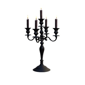 Candelabro negro de metal pulido mate, centro de mesa de boda, hierro artesanal, 1 Juego - Product Image 1