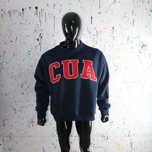 CUA BLUE <b>Mock</b> <b>Neck</b> Sweatshirt 100% RED Applique Embroidery wide <b>neck</b> Sweatshirt Finer Threads - Product Image 6