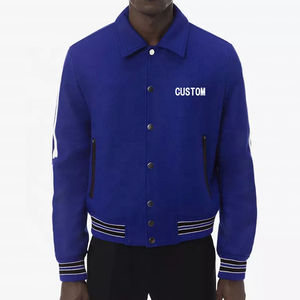 Customized Varsity Jacket With White Bone Print Custom Embroidery Front <b>Button</b> Closure Regular Fit Preppy Style Men's Autumn - Product Image 2
