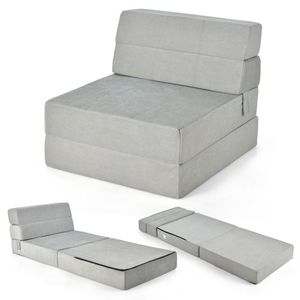 Divano Letto Pieghevole a Tre Ante con Contenitore, Reclinabile, in Tessuto Morbido, Portatile, Imbottito in Spugna, per Soggiorno - Product Image 1