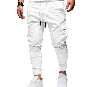 Men Lightweight Polyester Mid-Waist Cargo Jogger Pants Drawstring Closure Multiple Pockets Breathable Woven Trousers Casual - Product Image 2