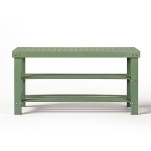 Scarpiera Moderna a 3 Livelli in Bambù 90x28x45 cm Verde Foresta Design Semplice per Ingresso Salvaspazio Legno Plastica Metallo - Product Image 2