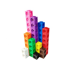 Jouets cubes de liaison carrés en plastique, blocs de construction imbriqués, blocs de construction, cubes mathématiques reliant les briques de comptage de tri - Product Image 3