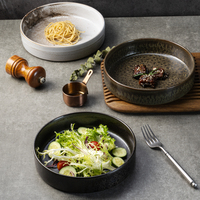 Yayu Vaisselle Japonaise Fine en Céramique, Plateau Noir, Assiettes Rustiques pour Sauce et Dessert, Style Oriental pour Restaurant