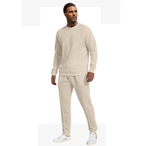 High Quality Custom Printing Solid Color Breathable Winter Outdoor Wear Midweight <b>Sweat</b> <b>Suit</b> <b>Men</b> Crew Neck Collar Long Sleeves - Product Image 3
