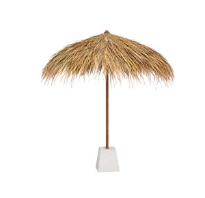 Parasol en feuilles de palmier tropicales avec poteau en bambou rustique - Parasol Tiki résistant au vent avec support robuste - Product Image 1