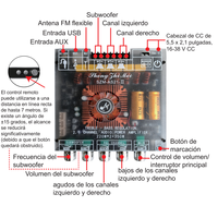 Modulo AS21 Ev Tipi Amplifikatör 2.1 Kanal TPA3255 220W+220W+350W DC16-38V FM Radyo 5.1 Uzaktan Kumandalı TWS için