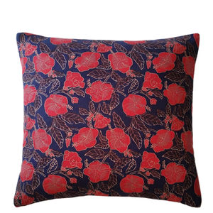 Housse de coussin en coton imprimée à la main avec passepoil, 100 % coton, rose pastèque, pour canapé, lit et décoration intérieure - Product Image 1