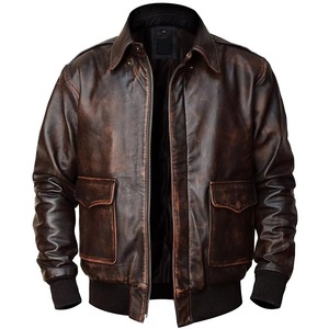 Vintage Style Men's Clothing <b>Leather</b> <b>Jackets</b> Premium Selling Long Sleeve Turn Down Collar Zipper Closure Men's <b>Leathers</b> <b>Jackets</b> - Product Image 3
