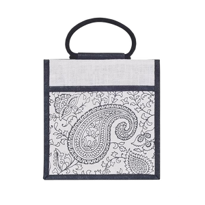 Sacs à provisions en toile de jute teintée et écologique personnalisée, poignée rembourrée tissée, motif géométrique, impression sans azo pour les promotions - Product Image 5