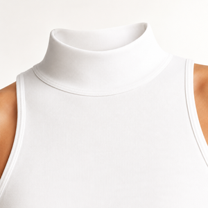 Top de Punto Personalizado Teñido con Cuello Alto para Mujer, Sin Mangas, Ajustado, Básico, Informal, de Mezcla de Algodón Suave y Elástico - Product Image 4