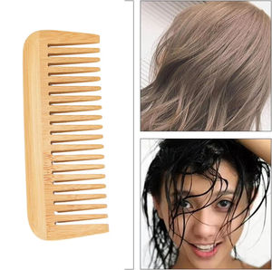 Brosses à cheveux en bois de neem et bambou avec logo personnalisé, vente en gros, peigne large, brosse démêlante en bambou pour cheveux bouclés - Product Image 2